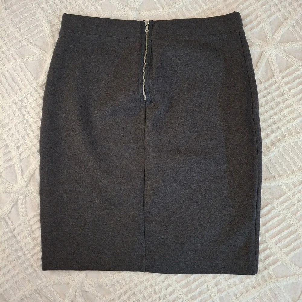 Gap Womens XL‎ Charcoal Grey Cotton Modal Stretch Pencil Skirt Exposed Back Zip